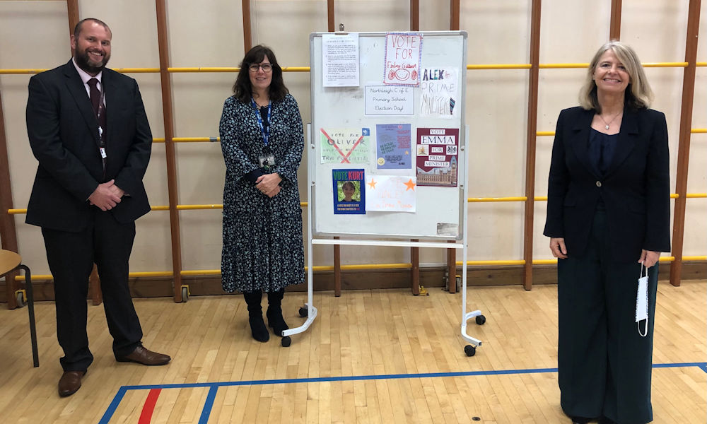 Mercian Education Trust CEO Dafydd Lawday, Sarah Green and Harriett Baldwin