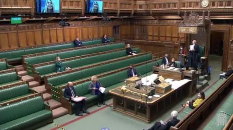 Harriett Baldwin MP speaking in the House of Commons via video link
