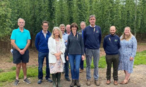 Harriett Baldwin MP with local farmers and NFU representatives at Stocks Farm in Suckley.