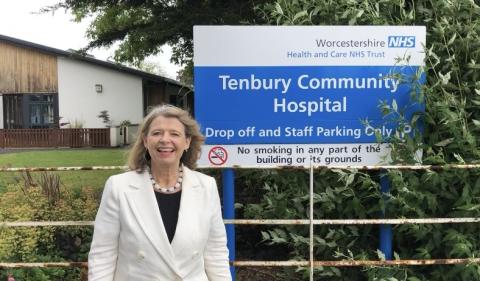 Harriett Baldwin outside Tenbury Community Hospital