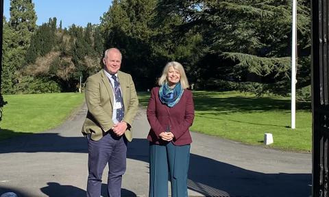 Bredon School head teacher Nick Oldham with Dame Harriett Baldwin MP