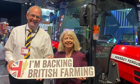 NFU president Tom Bradshaw with Dame Harriett Baldwin MP.