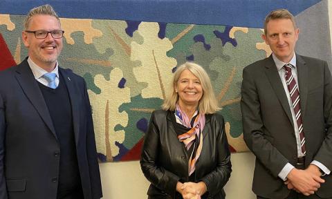 West Mercia Police and Crime Commissioner John Campion, Dame Harriett Baldwin MP and temporary Chief Constable Richard Cooper.