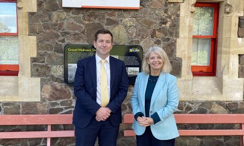 West Midlands Trains managing director Ian McConnell with Dame Harriett Baldwin MP